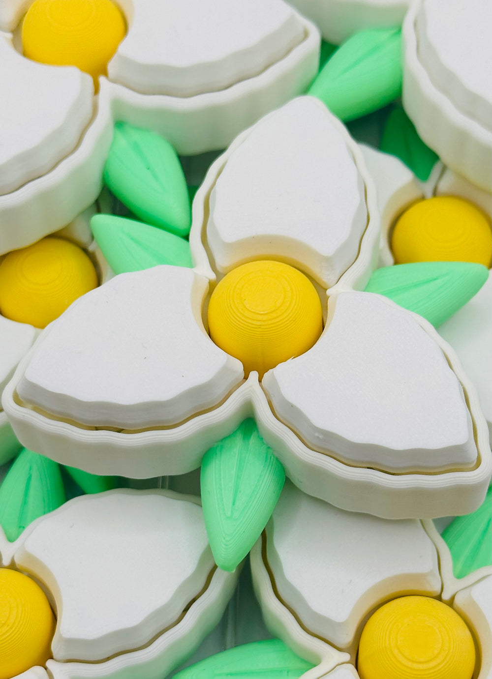 White Flower Multi Clicker and Fidget Spinner