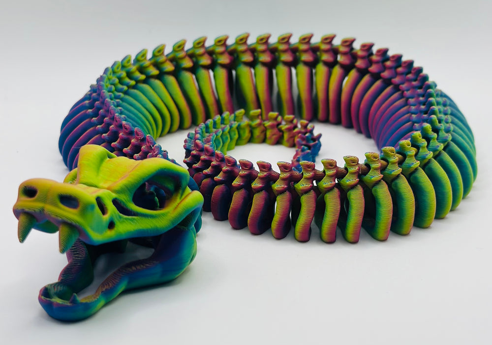 3D Printed Multicolor Skeleton Snakes – Creepy, Colorful, and Captivating