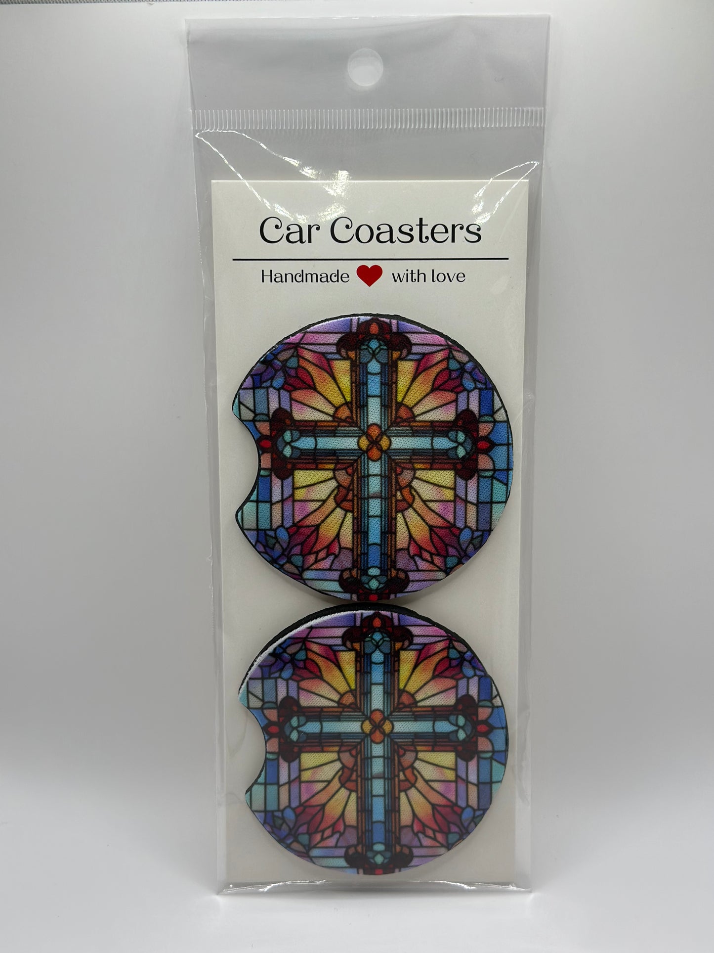 Cross Mosaic Neoprene Car Coasters