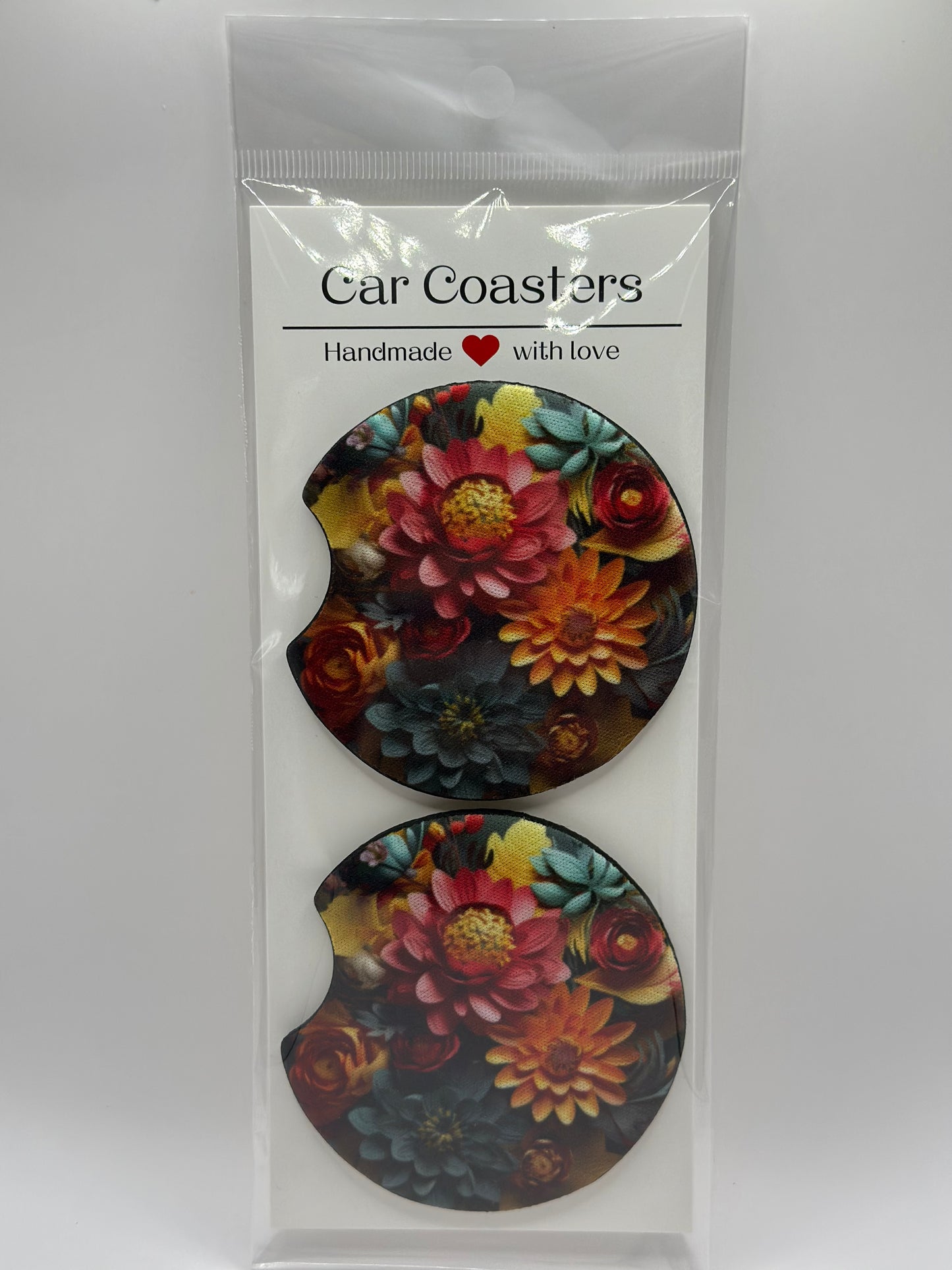 Flowers Neoprene Car Coasters