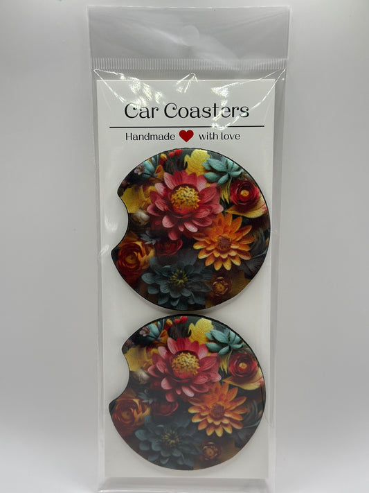 Flowers Neoprene Car Coasters